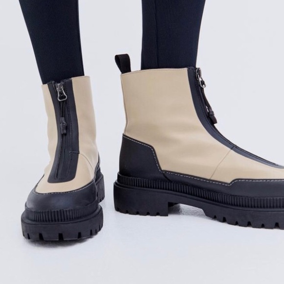 H&M Water Repellent Boots Light Beige/Black Size 38 - Picture 7 of 14